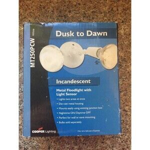 Cooper Lighting Dusk to Dawn Incandescent Metal Floodlight w/ Light Sensor White